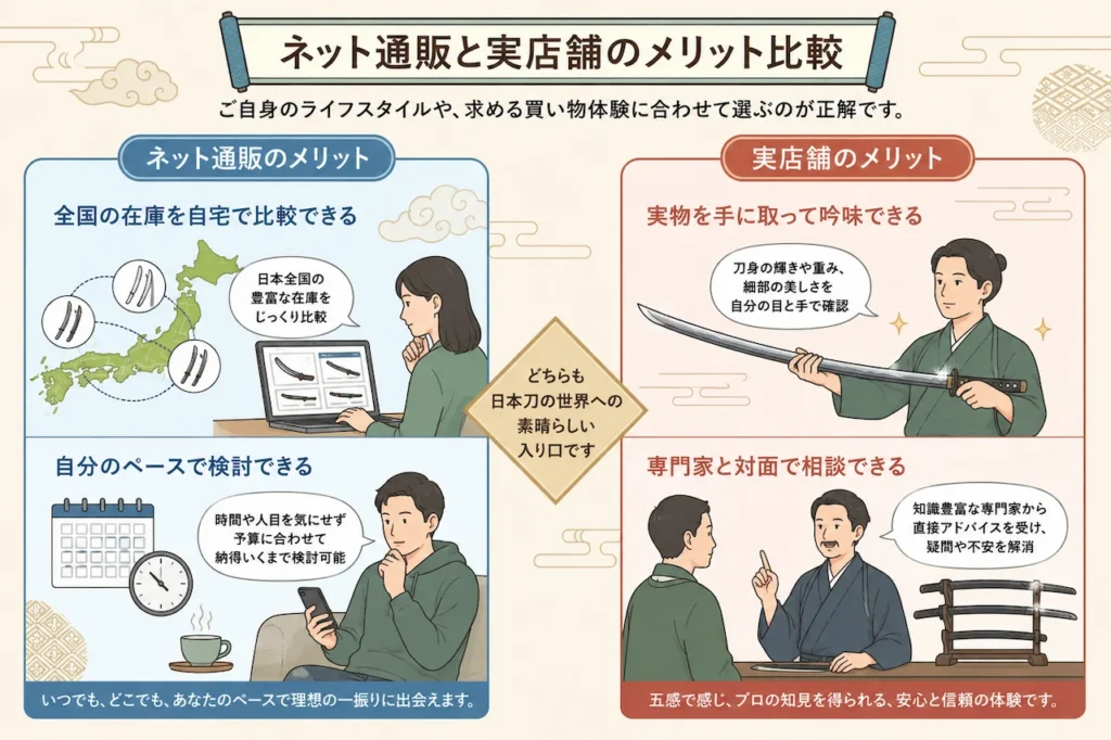 ネット通販と実店舗のメリット比較
